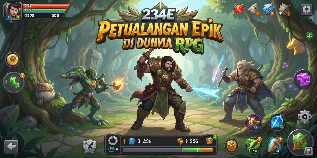 Screenshot utama <strong>234E</strong> yang menampilkan aksi pertarungan menarik di dunia RPG.