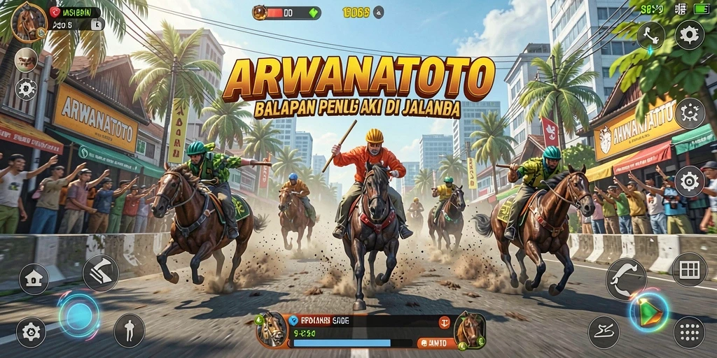Tampilan gameplay seru dalam balapan ARWANATOTO.