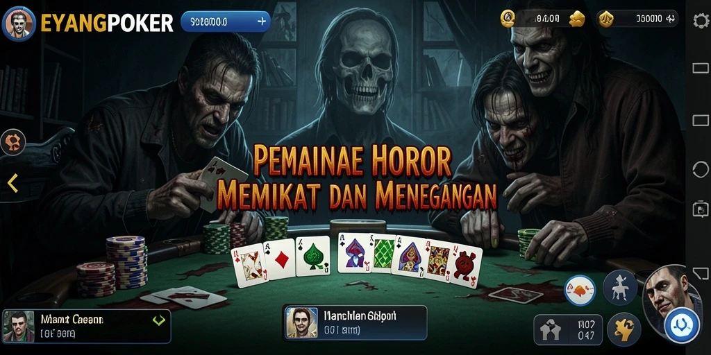 Screenshot gameplay mengerikan dari EYANGPOKER dengan momen menegangkan.