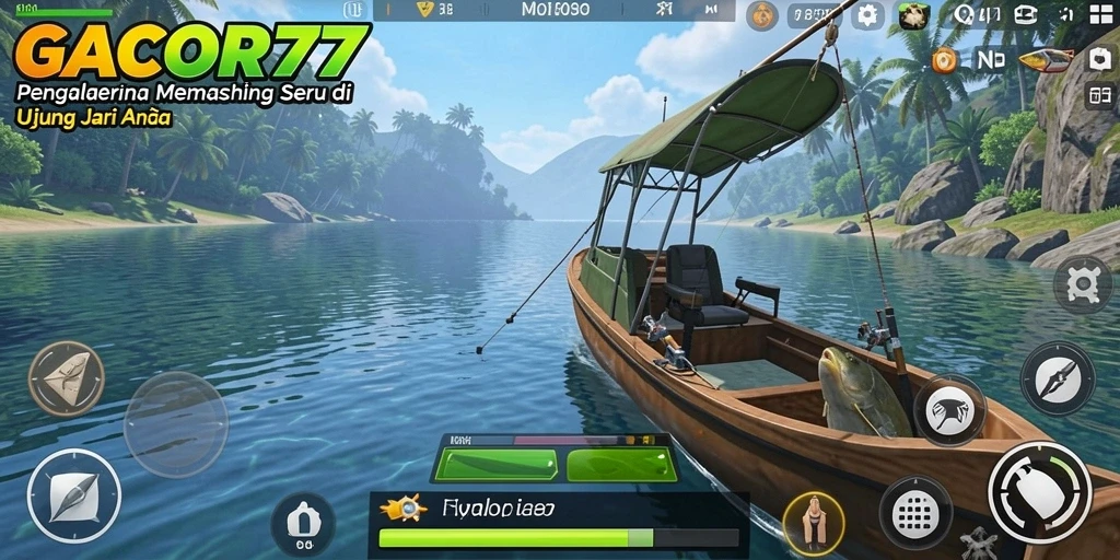 Screenshot GACOR77 menampilkan aksi memancing yang seru dan indah.