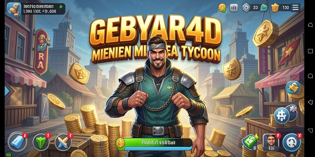 Tampilan gameplay menarik dari GEBYAR4D yang menunjukkan pengelolaan bisnis.