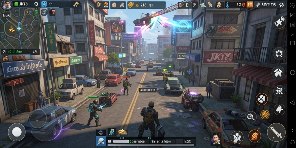 Screenshot gameplay menampilkan pertarungan dan pembangunan kerajaan di JKT8.