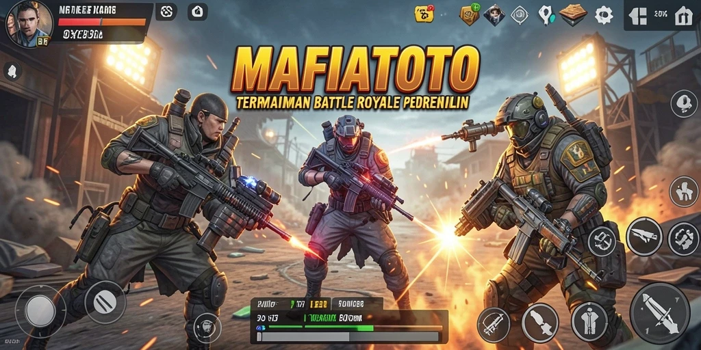 Tangkapan layar aksi seru gameplay MAFIATOTO dalam pertempuran Battle Royale.