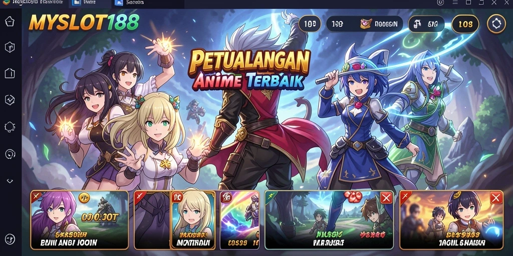 Screenshot gameplay MYSLOT188 menampilkan karakter Anime dalam aksi penuh warna.