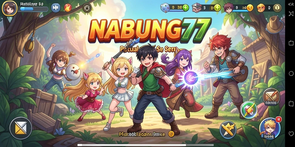 Tampilan gameplay seru di NABUNG77 dengan karakter anime ikonik.