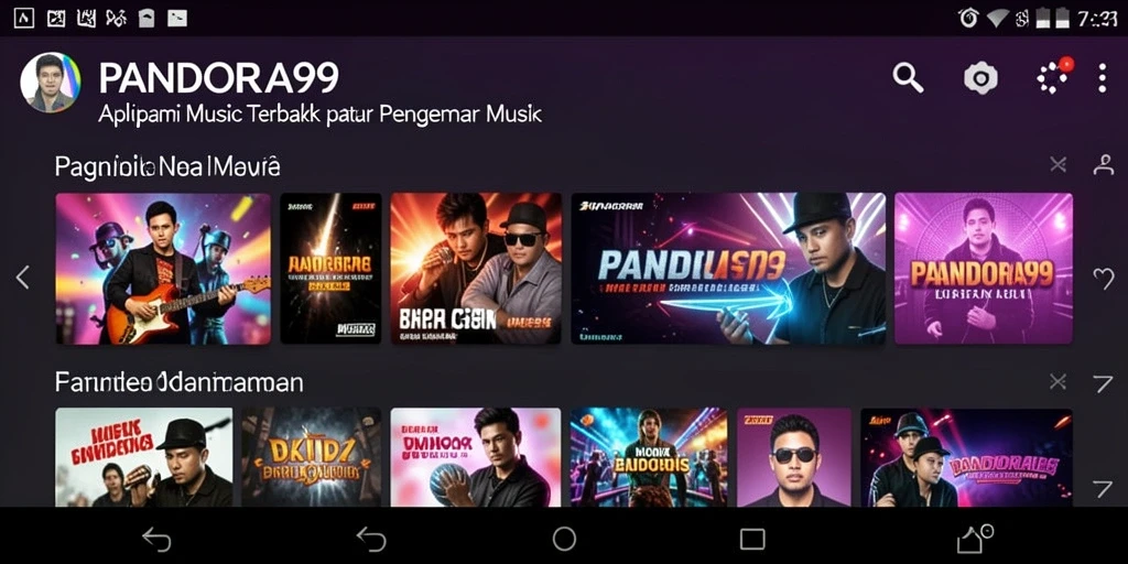 Screenshot PANDORA99 menampilkan daftar lagu dan antarmuka yang menarik.