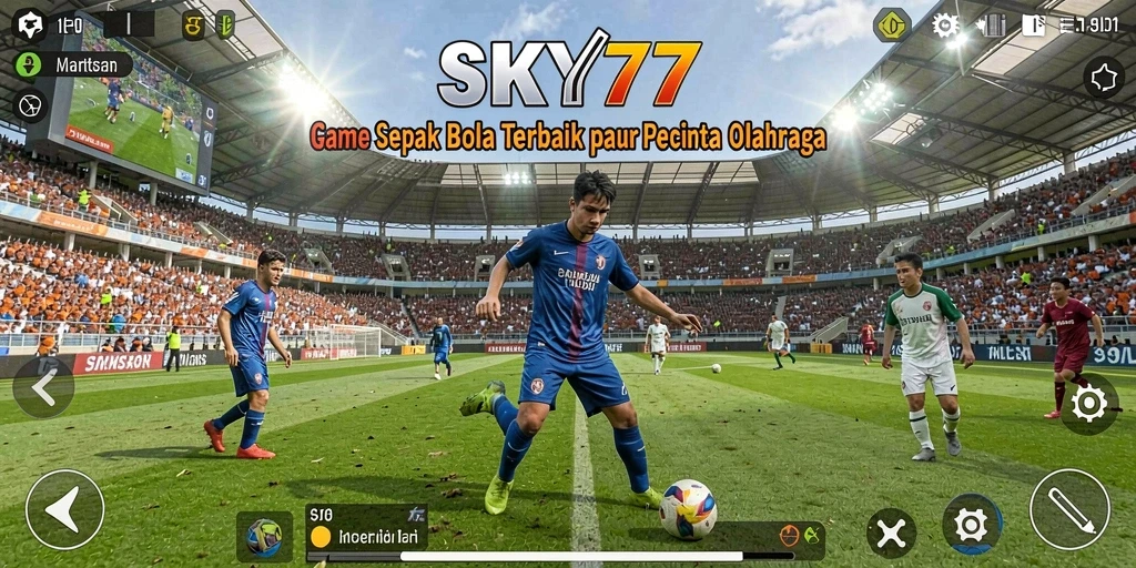 Gameplay menarik dalam SKY77 dengan aksi sepak bola nyata.