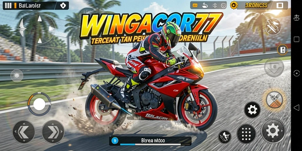 Gameplay mendebarkan dari WINGACOR77 dengan motor balap.